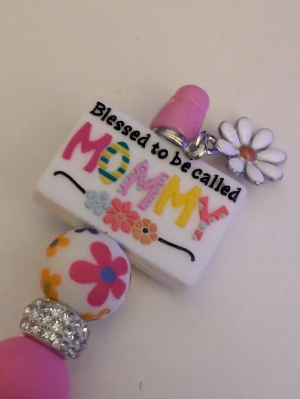 Handmade Blessed To Be Called Mommy Beaded Silicone Focal Bead Pen